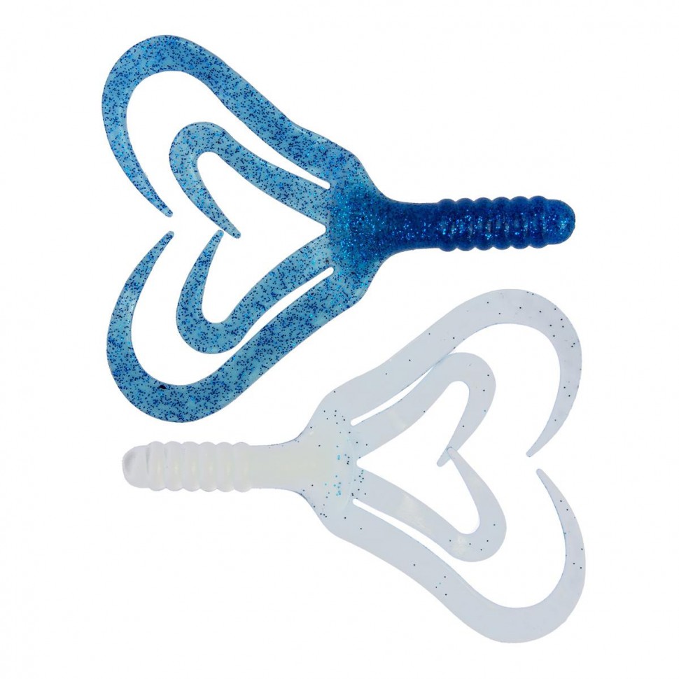 Твистер Helios Credo Four Tail 2,35"/6,0 см, цвет Blue Sparkles & White 10 шт HS-20-026 , 